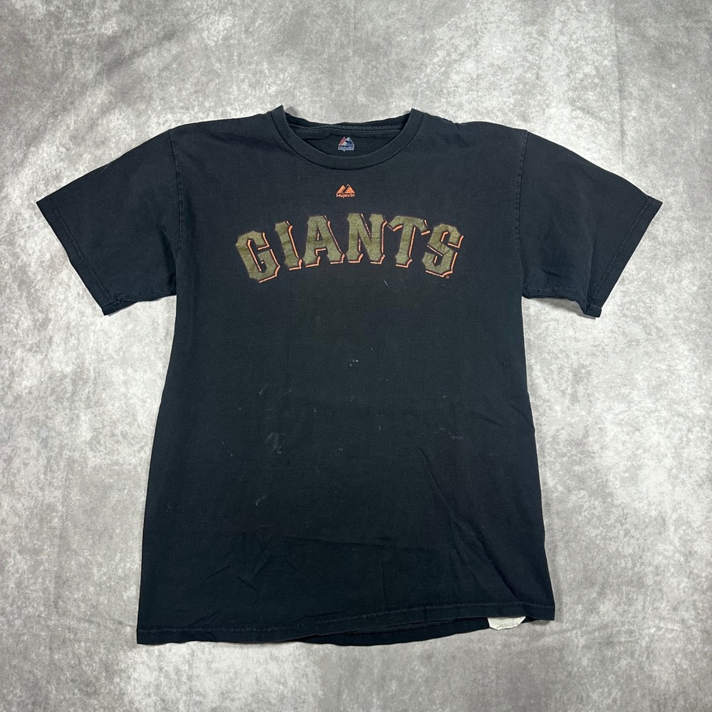 Majestic San Francisco Giants T Shirt Mens Medium Black MLB Baseball Fan Tee